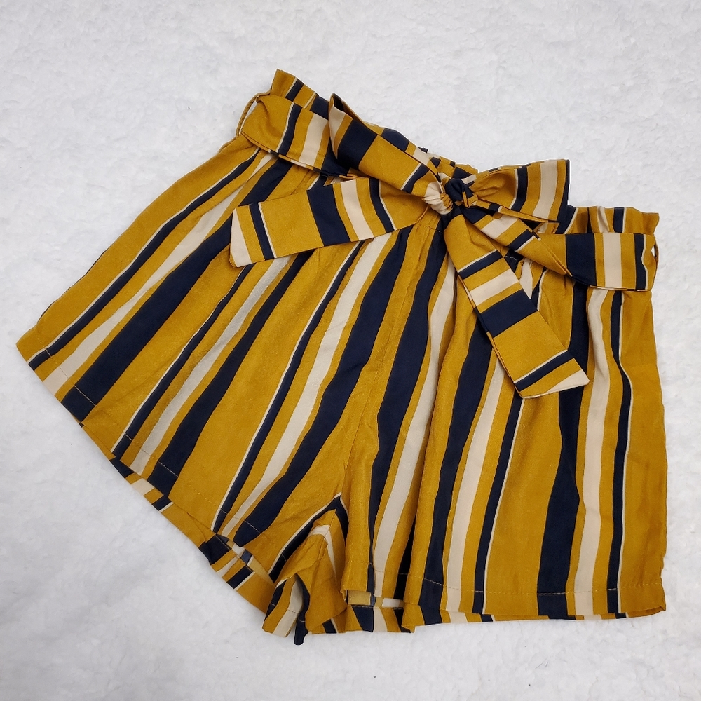 STRIPED PAPER BAG SHORTS